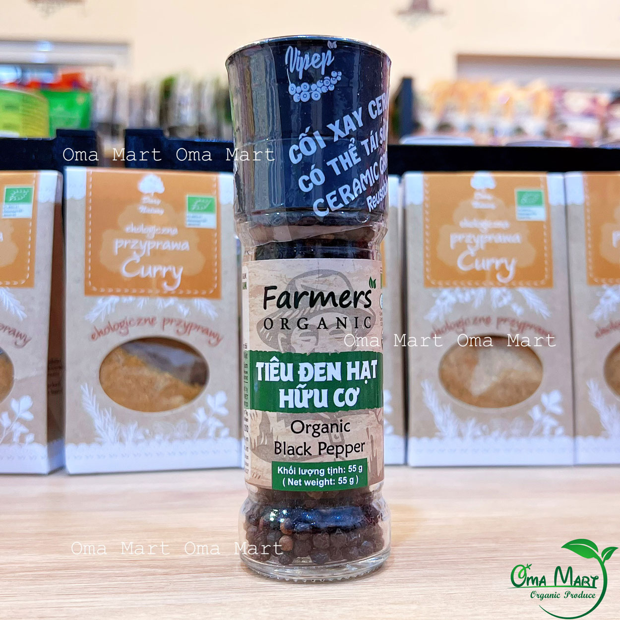 Tiêu đen hữu cơ - farmer's dạng cối xay 55g