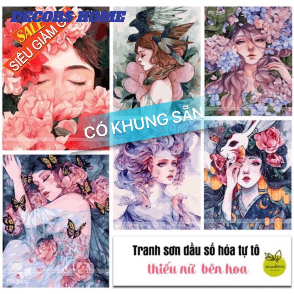 Tranh vải canvas sơn dầu số hóa cao cấp có khung kích thước