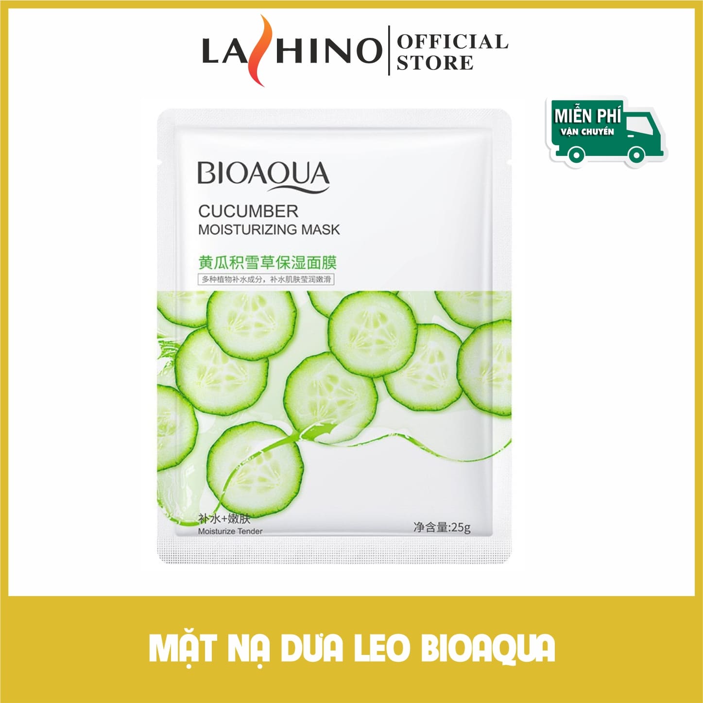 [FREE SHIP + QUÀ 1K] COMBO 10Mặt nạ đắp dưa leo Bioaqua Mặt nạ dưỡng ẩm làm sạch da ngừa mụn làm trắng da chống lão hóa - Lashino