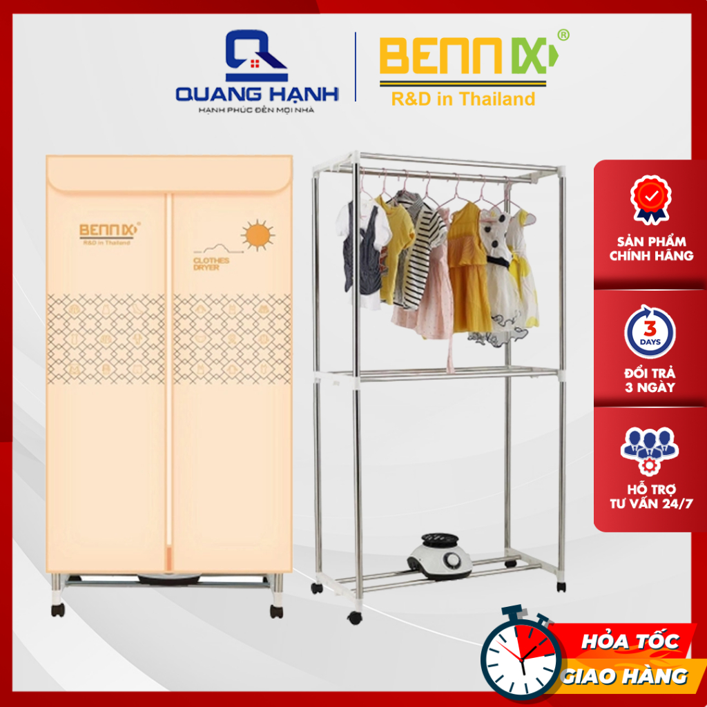 Tủ sấy quần áo cỡ lỡn Bennix Thái Lan BN115 - Công suất 1800W