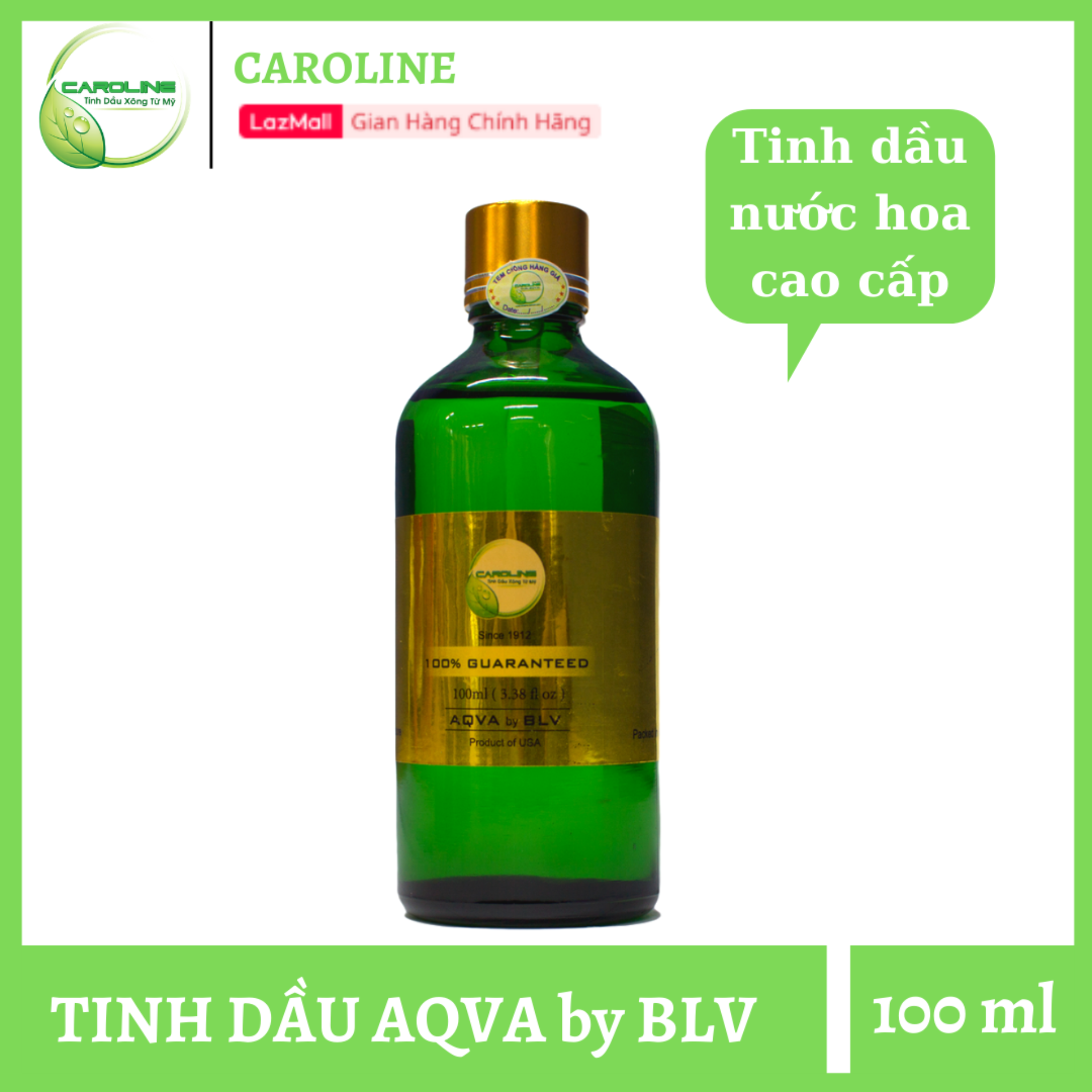 Tinh Dầu Mỹ Cao Cấp Đặc Biệt Mang Hương Thơm Từ Biển Cả, Tươi Mát, Hứng Khởi AQVA by BVL Caroline 100 ml