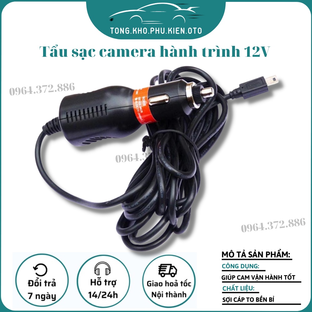 Tẩu nối nguồn dành cho camera hành trình đầu cắm mini USB