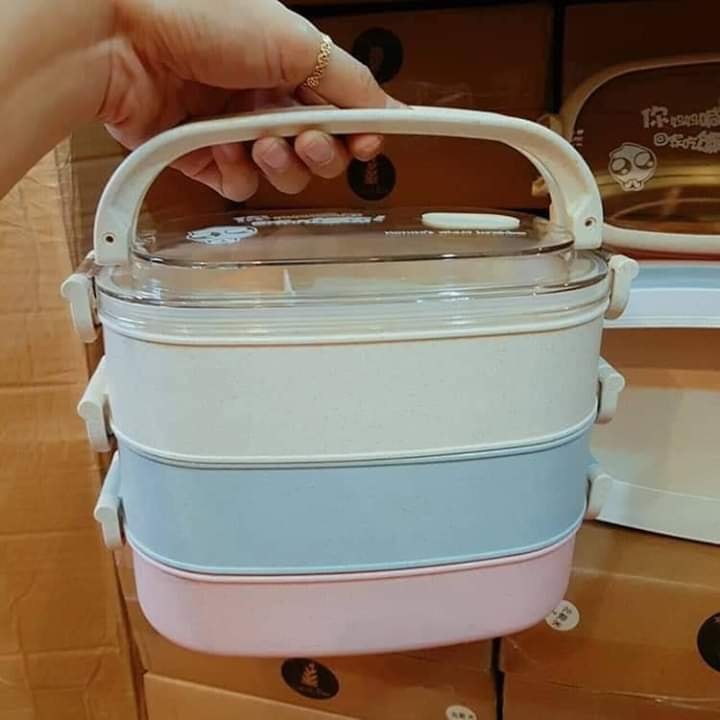 Hộp đựng cơm lúa mạch 3 tầng