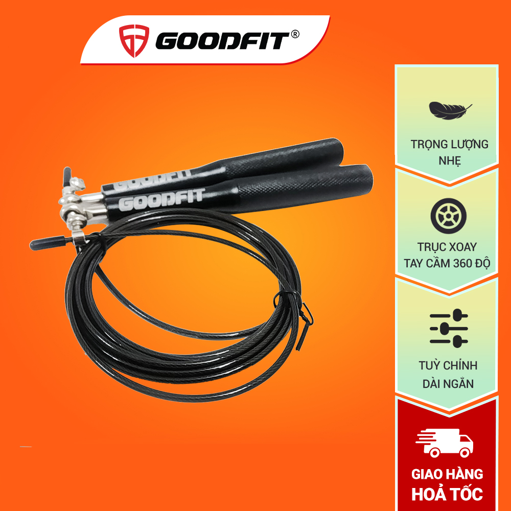 Dây nhảy lõi thép, dây nhảy thể dục, thể lực GoodFit chiều dài 3m, trục xoay 360 độ GF901JR