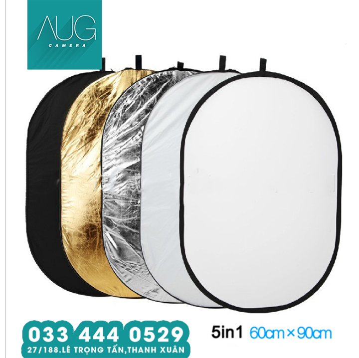 Tấm hắt sáng, tản sáng 5 trong 1 60x90 - reflector plate, 5-in-1 diffuser - aug camera hà nội