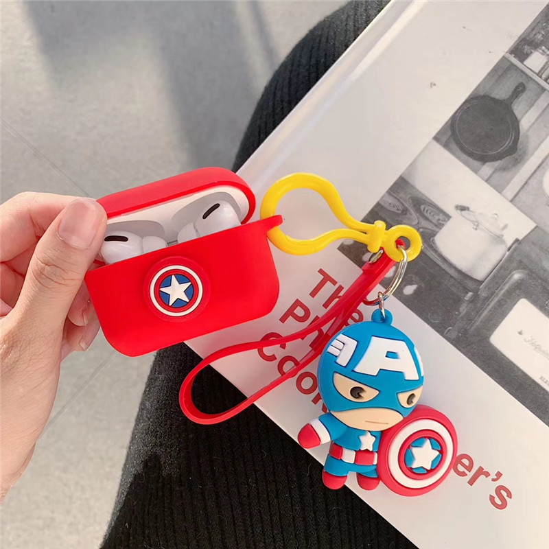Airpods pro case ốp bảo vệ dành cho Airpods pro siêu anh hùng + mô hình, làm bằng nhựa dẻo chất lượng cao, chống mồ hôi và chắc chắn