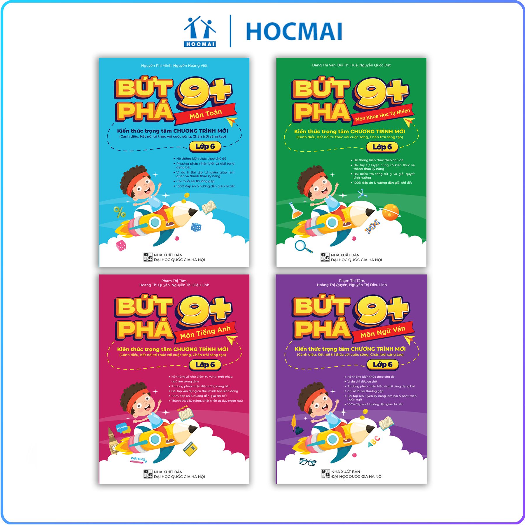 Combo 4 cuốn bứt phá 9+ lớp 6 . giúp con đạt toàn điểm 9,10 trên lớp môn toán,văn, anh, khtn