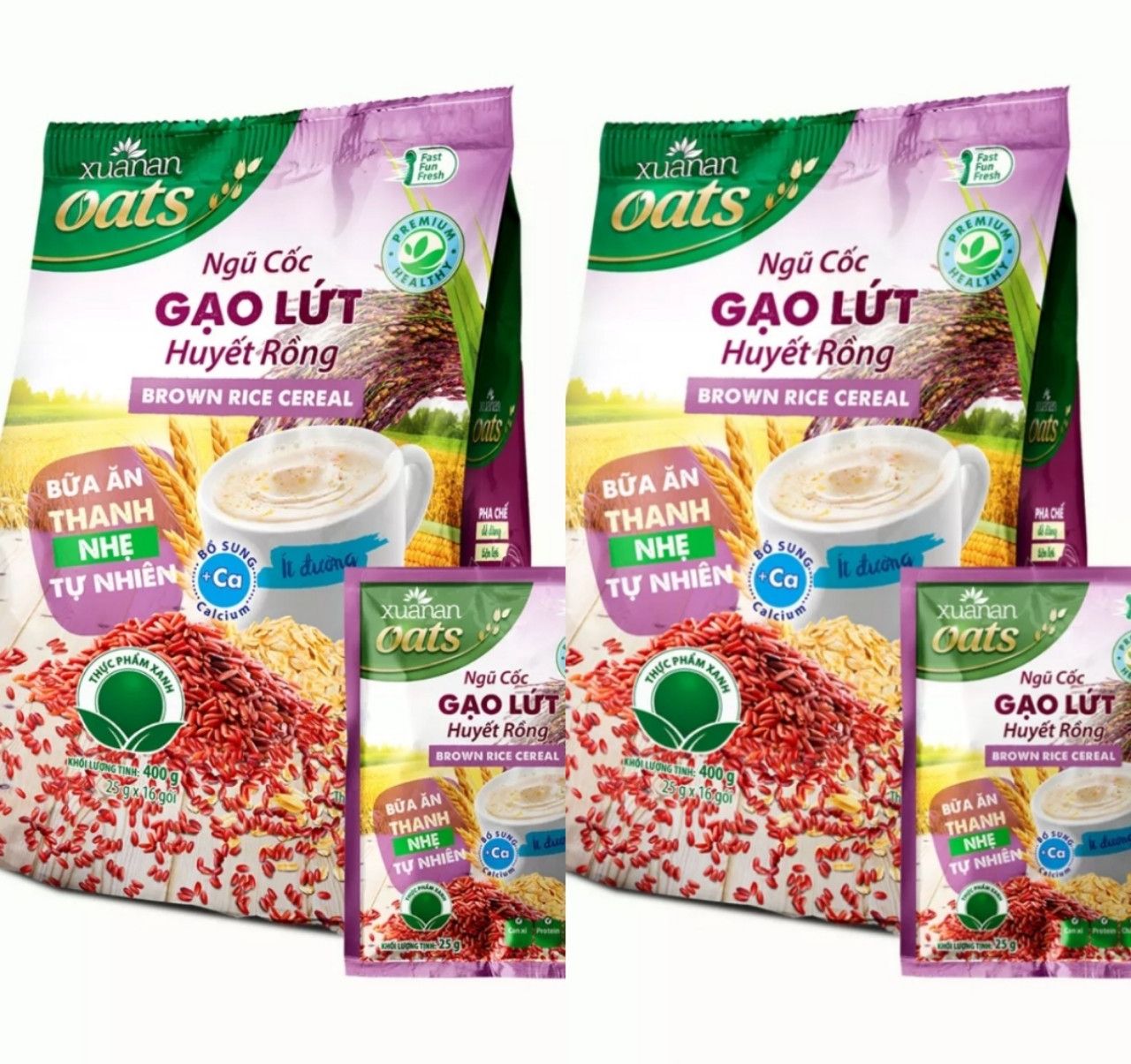 Combo 2 Gói Ngũ Cốc Gạo Lứt Huyết Rồng Xuân An 400g/25g*16