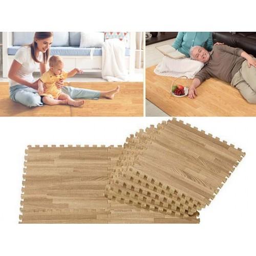 Bộ 9 miếng thảm xốp vân gỗ lót sàn tiện dụng