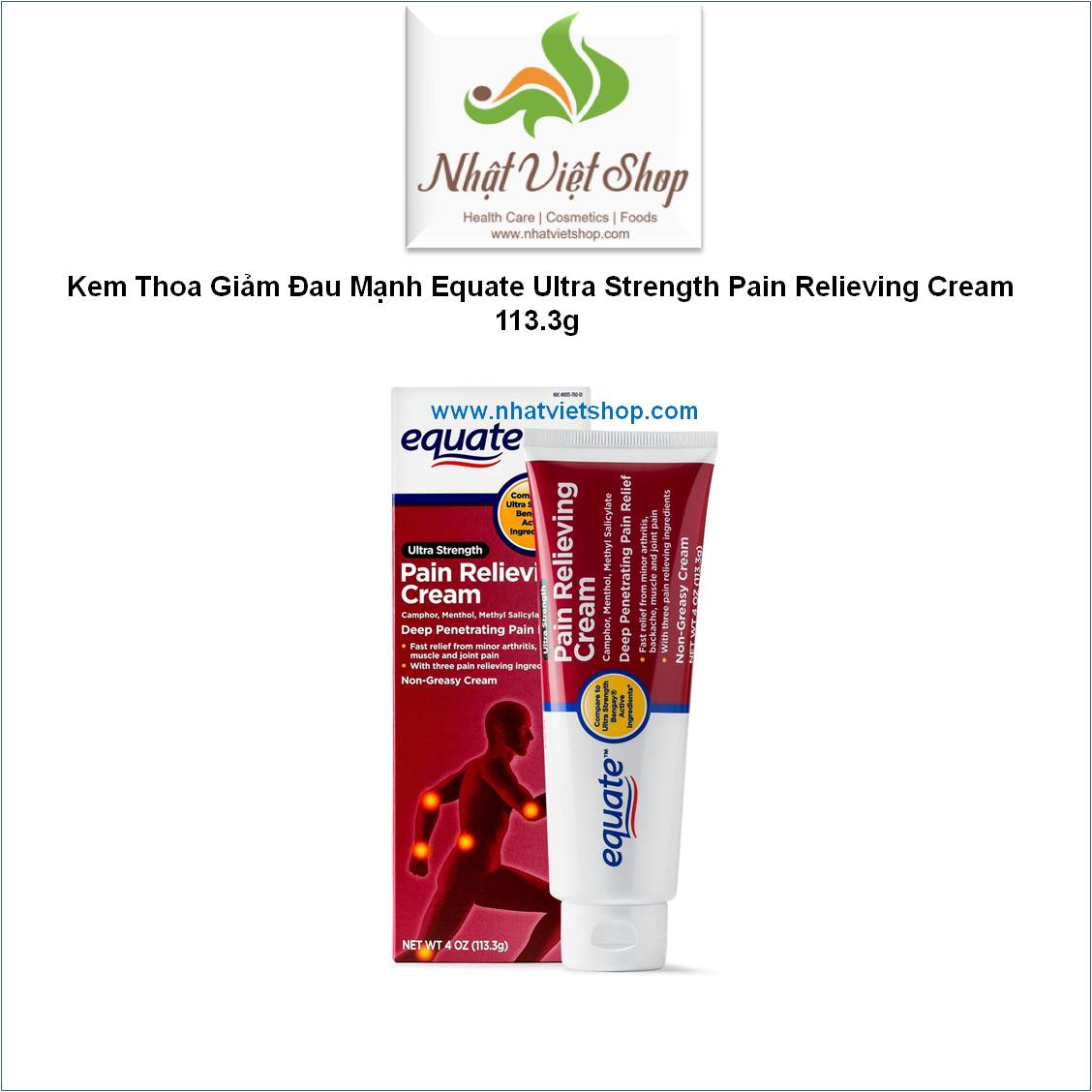 Kem Thoa Equate Ultra Strength Pain Relieving Cream 113.3g