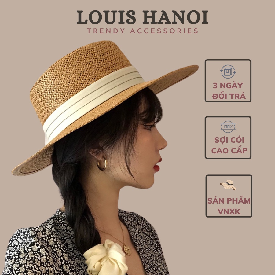 Mũ cói Gaucho cao cấp Louis Hanoi - Nón đi biển chất cói tự nhiên, vành rộng, chuẩn form kiểu dáng Vintage