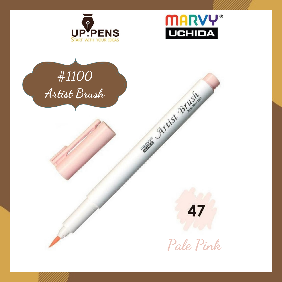 Bút lông đầu cọ viết calligraphy Marvy Artist Brush 1100 – Màu hồng nhạt (Pale Pink – 47)