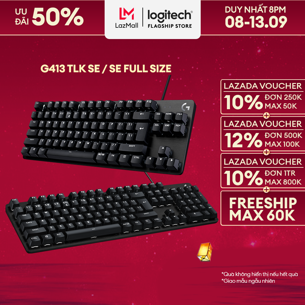 Bàn phím cơ game Logitech G413 TKL SE / G413 SE Full size – Keycap PBT, Switch Tactile, Anti-Ghostin