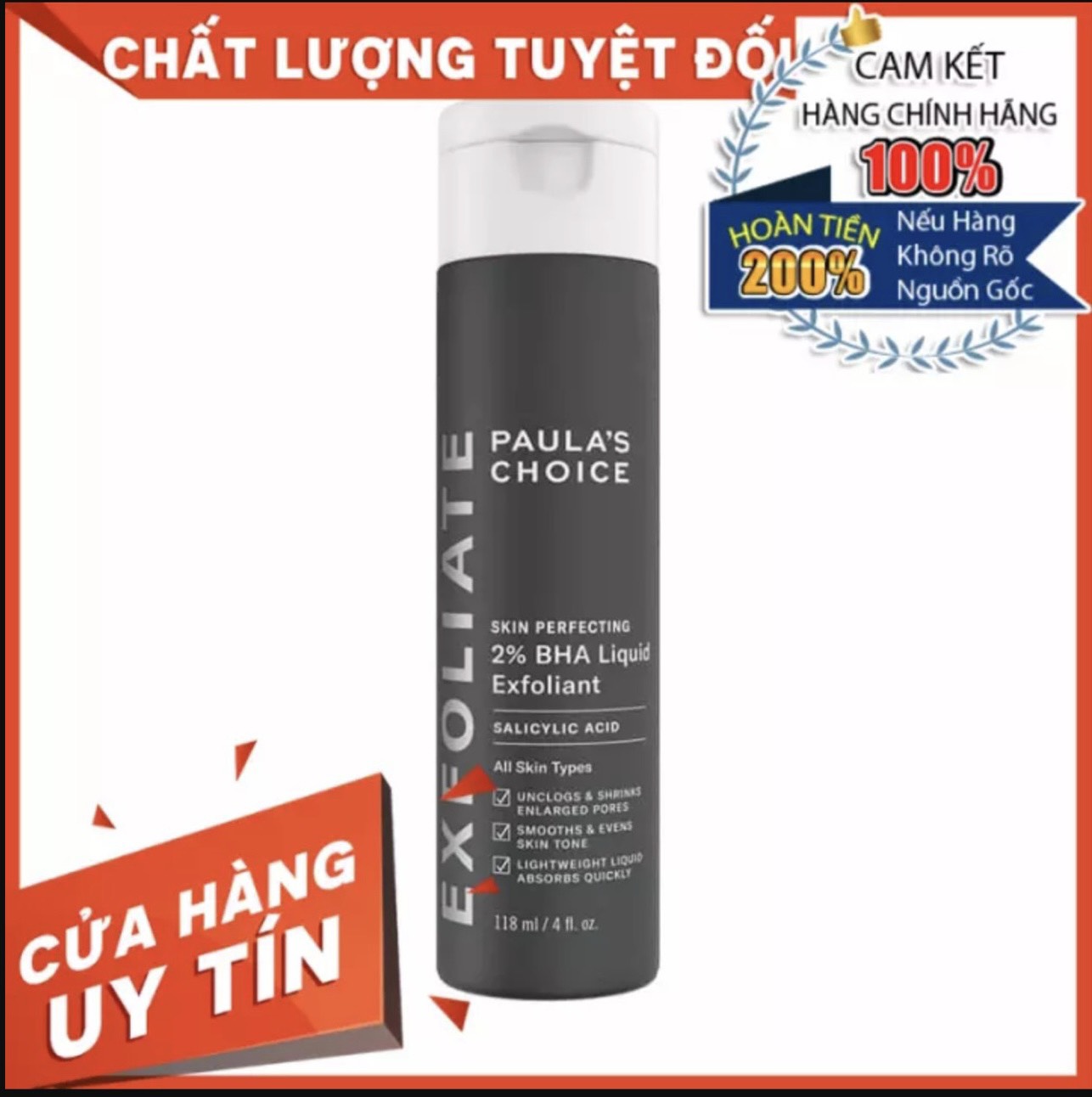 Dung dịch loại bỏ tế bào chết 2% bha paula's choice 118ml