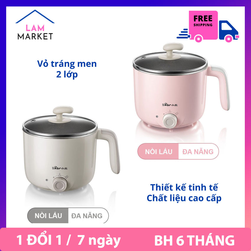 [HCM]Nồi LẨu điện Mini Nồi Lẩu điện đa năng mini. Nồi Chiên xào lẩu. Chất lượng cao cấp thương hiệu Bear. Tặng kèm Muỗng và Khăn Lau đa Năng.BẢo Hành 6 tháng bởi LAMMART