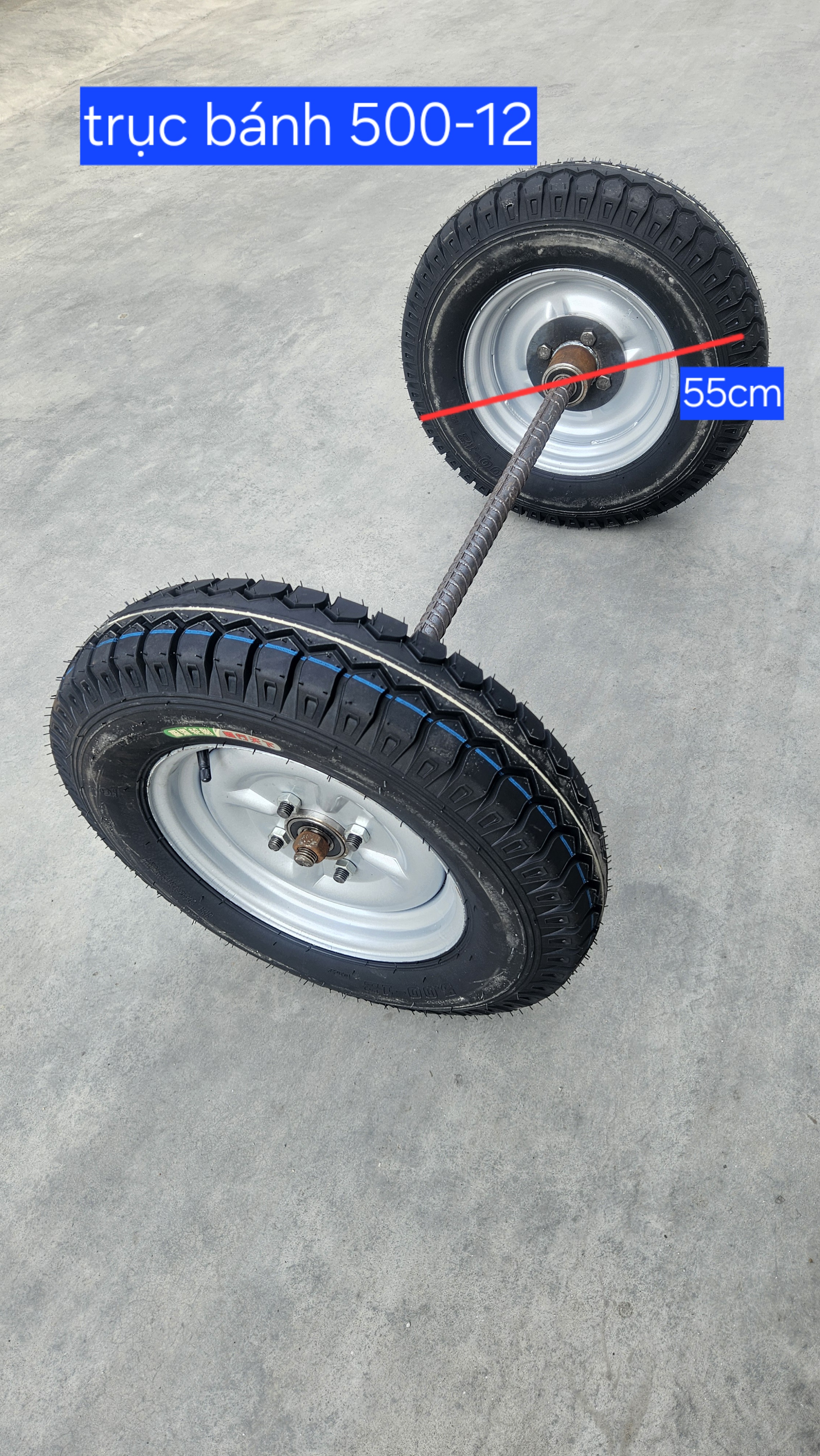 Bộ trục và bánh xe lôi 500-12