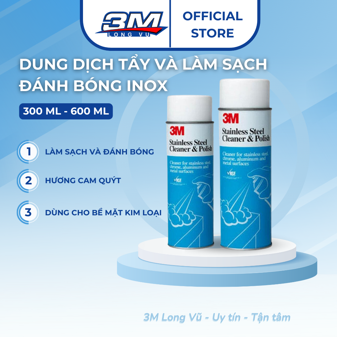 Dung Dịch Tẩy Và Làm Sạch Đánh Bóng Inox 3M Stainless Steel Cleaner & Polish 10oz -  600g -  3M Long Vu