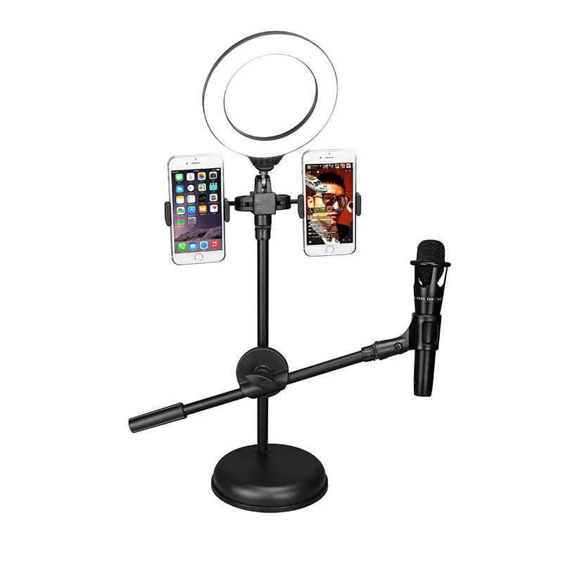 Đèn Livestream 4 Trong 1 kiêm giá đỡ hai điện thoại và giá đỡ mic , Bộ giá đỡ điện thoại livestream 4 in 1 mang đến giải pháp tuyệt vời để bạn có thể cố định microphone, điện thoại ghi hình, và hỗ trợ led ring trợ sáng.