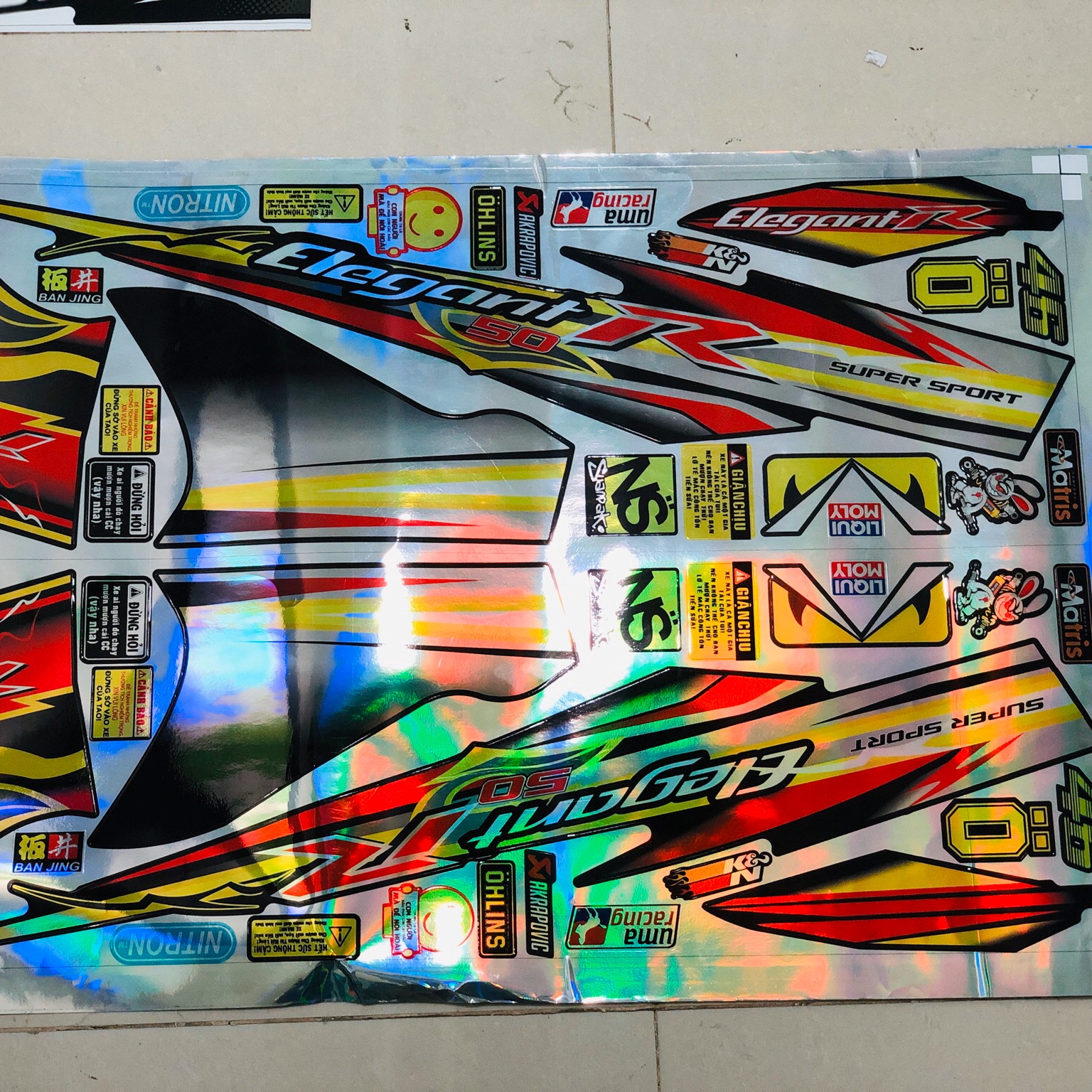 Tem rời elegant chữ R đỏ đen Crom titan 7 màu