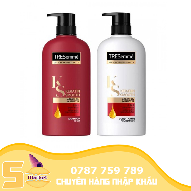 【Combo 2 chai】Dầu gội dầu xả Tresmme KS Keratin Smooth thái lan 5 in 1 siêu sạch gàu và óng mượt tóc  - Chuẩn hàng thái lan【Sò Market】