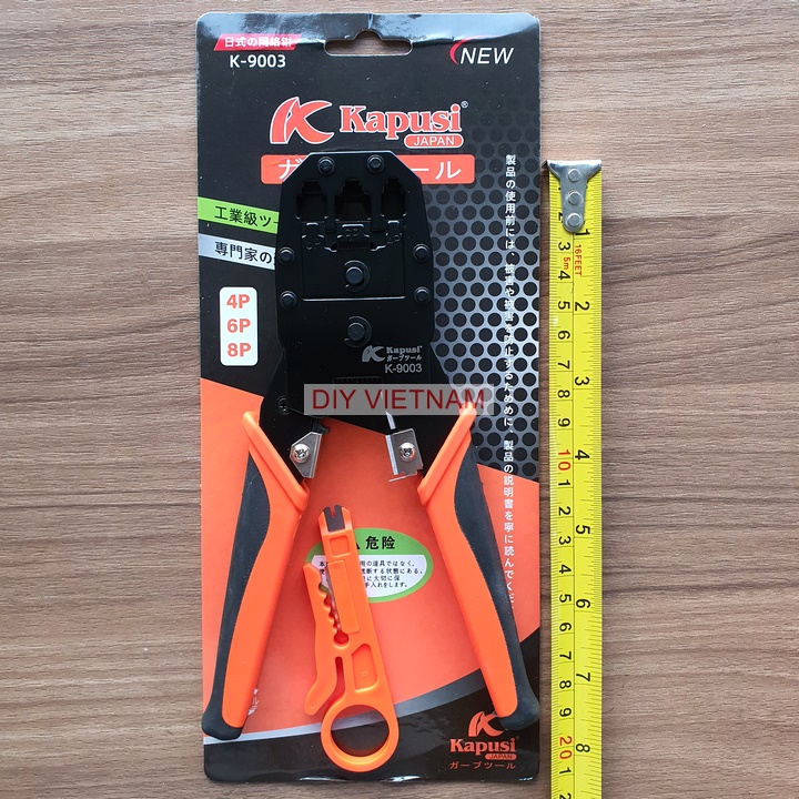 Kềm bấm đầu mạng cos line hãng Kapusi Japan, 3 đầu tích hợp 4P, 6P, 8P, Bảo hành 12 tháng, kìm bấm mạng loại tốt, kìm mạng, kềm bấm mạng