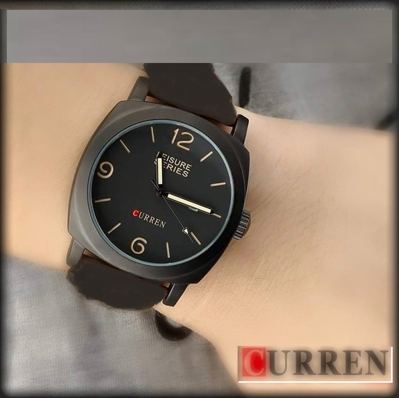 SALE - Đồng hồ quartz CURREN 8158 dây da phong cách cổ điển , đơn giản , thể thao  thời trang nam màu dạ quang ban đêm