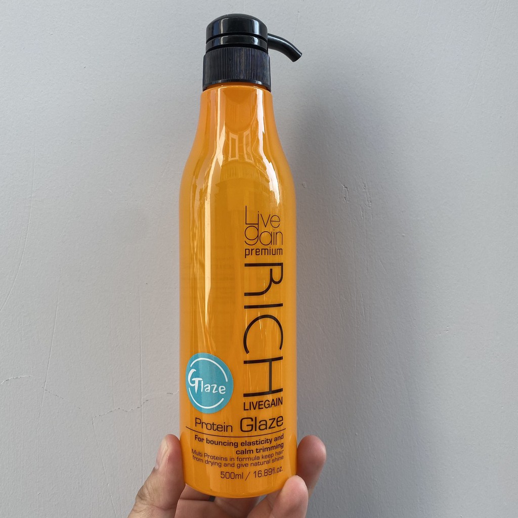 Gel làm mềm và tạo phồng tóc livegain premium rich protein glaze 500ml