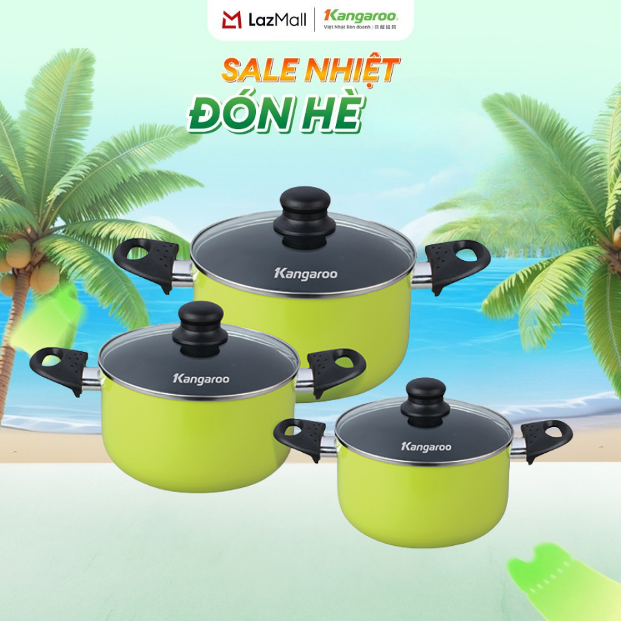 Bộ nồi nhôm 3 cái nắp kính Kangaroo KG993MX