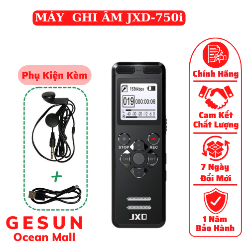 Máy ghi âm JXD750i dung lượng 8GB/16GB ghi âm liên tục lên tới 720 giờ tính năng thông minh lọc âm tốt giúp nghe dõ .BH 12 Tháng Đổi Mới