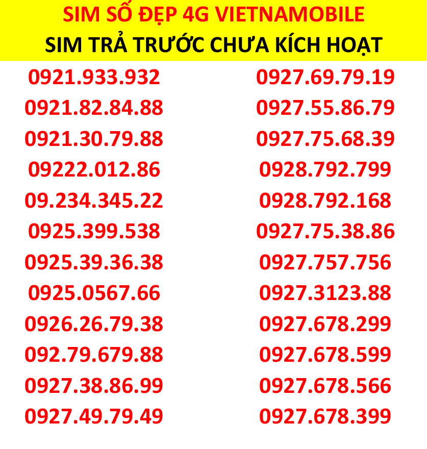 FREESHIP - CHƯA KÍCH HOẠT. Sim Số Đẹp 4G Vietnamobile - Sim Phát Lộc Thần Tài - Nghe Gọi Miễn Phí - 300gb-180gb-120gb Tốc Độ Cao Mỗi Tháng