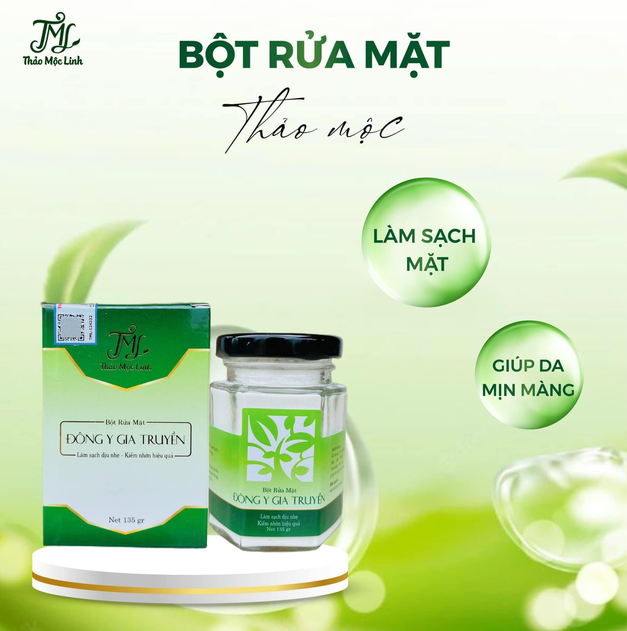 Combo 2 bột rửa mặt đông y thảo mộc linh - sạch mụn - sạch nhờ - căng bóng da