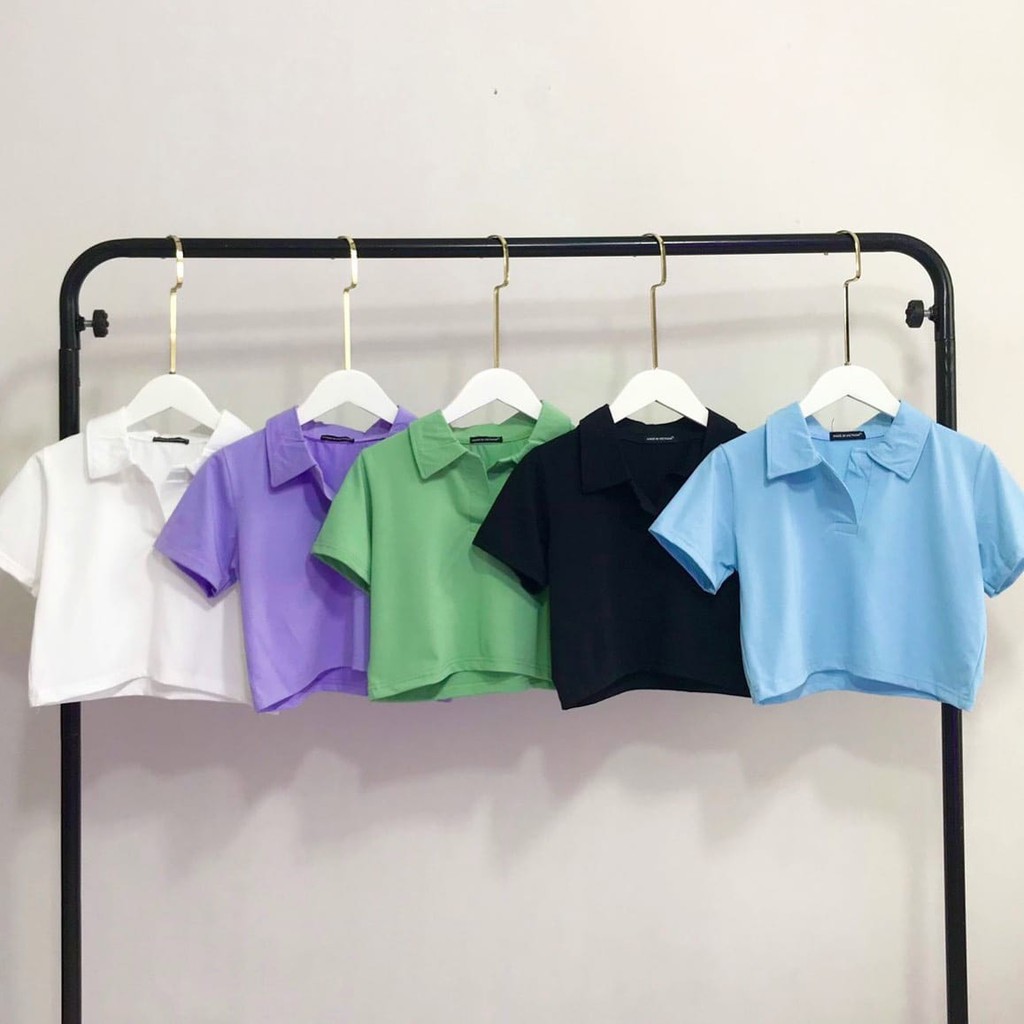 Áo croptop cổ bẻ croptop polo trơn basic cryaotic10