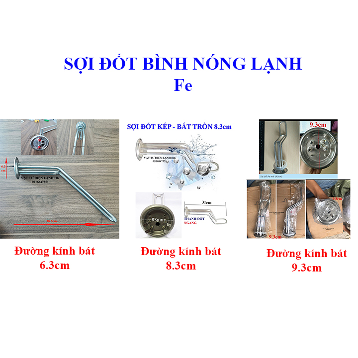 Sợi đốt - ruột bình nóng lạnh Ferroli bát 6.3 8.3 9.3 cm - Mayso - mai so BNL Feroli - Cọc đốt Ferolli