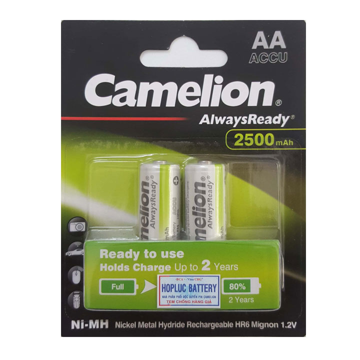 Pin camelion nh-aa2500arbp2; pin sạc aa 2500mah 1.2v camelion nh-aa2500arbp2 vỉ 2 viên