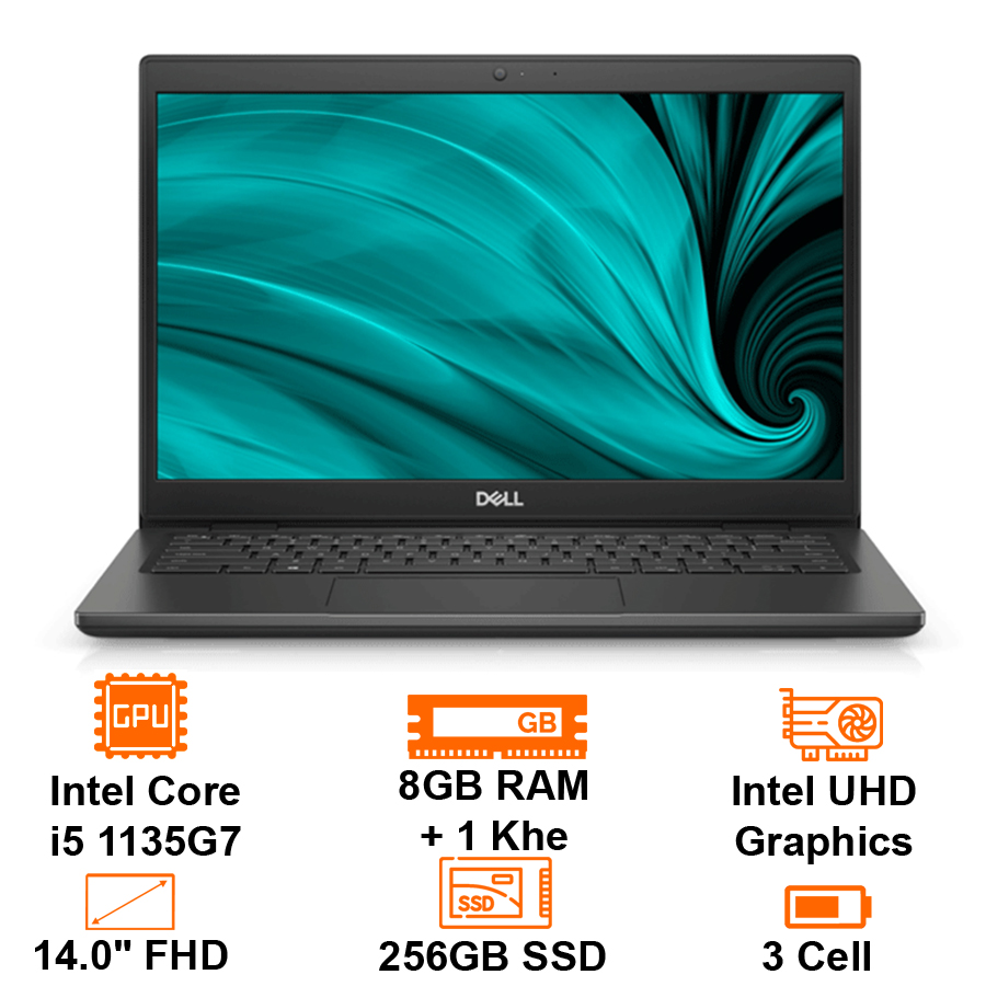 Laptop Dell Latitude 3420-i5-1135g7/8GB + 1slot/256GB SSD/WiFi ax & BT5.1/14 "HD/DOS/Black powerful configuration, clear Display-warranty 12 months-genuine goods safety Mart official