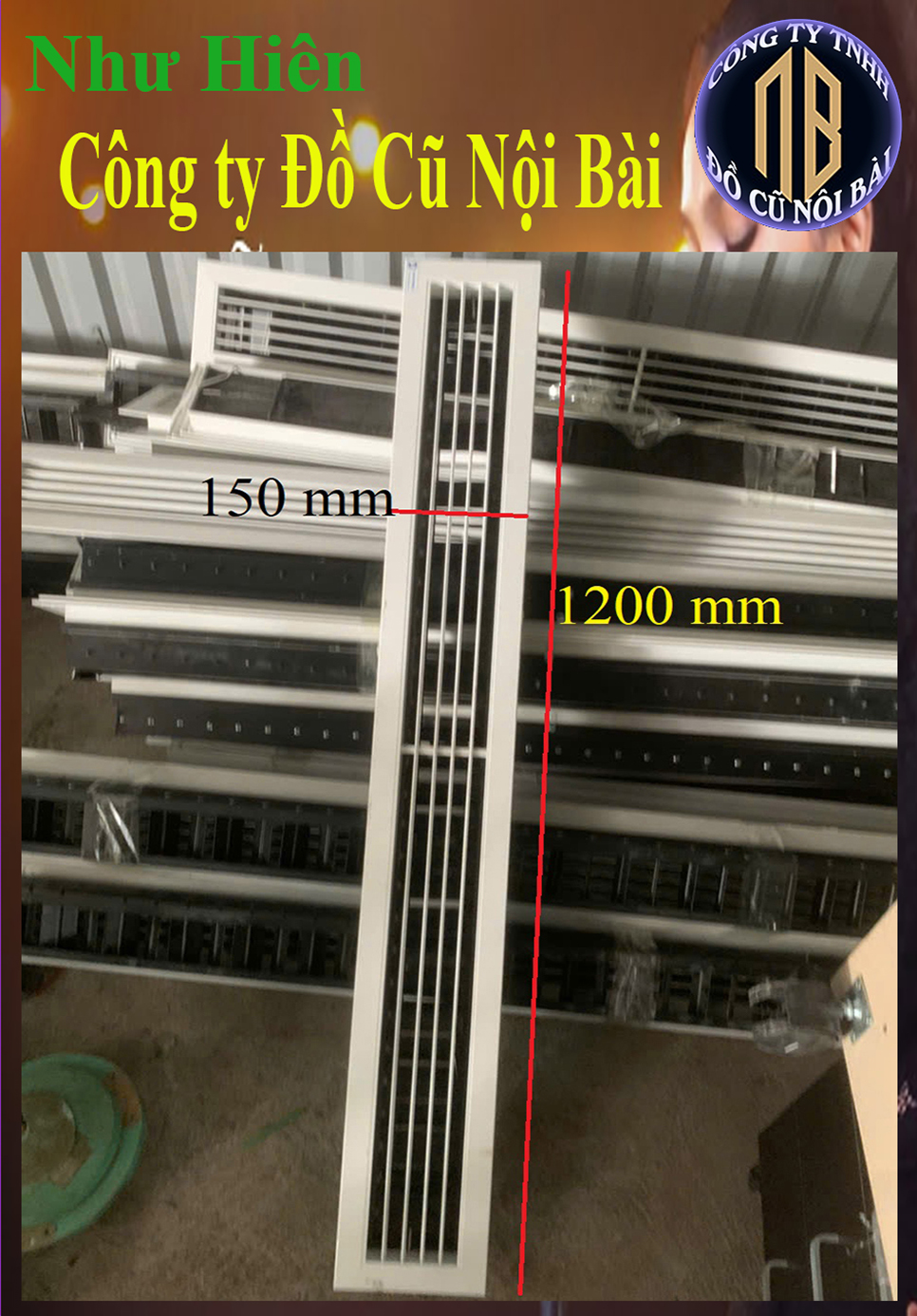 [Mới 96%] Cửa Gió Điều Hòa Âm Trần Nhôm 1200x150