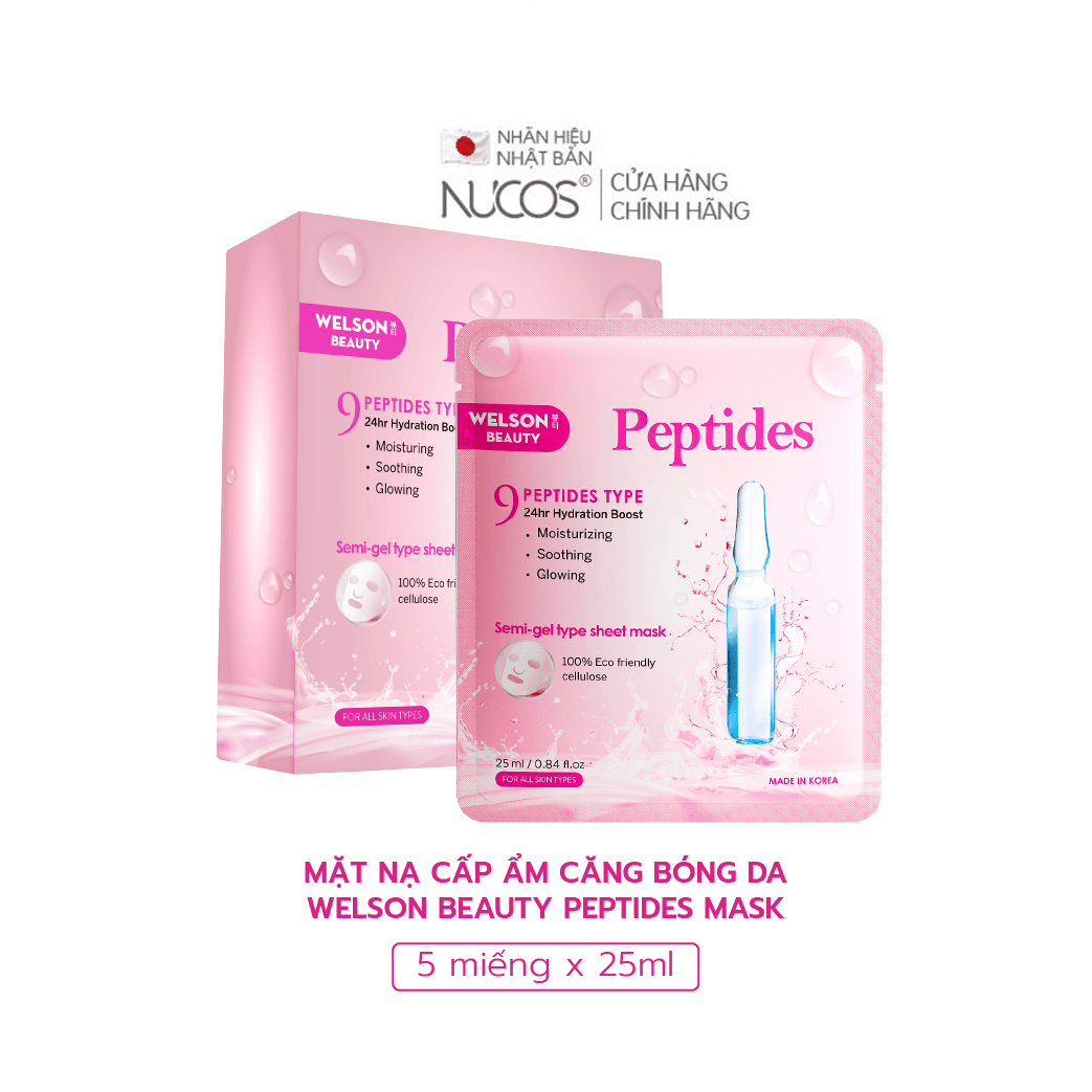 Mặt Nạ Peptides Dưỡng Ẩm Căng Bóng Da Welson Beauty 5 miếng x 25ml