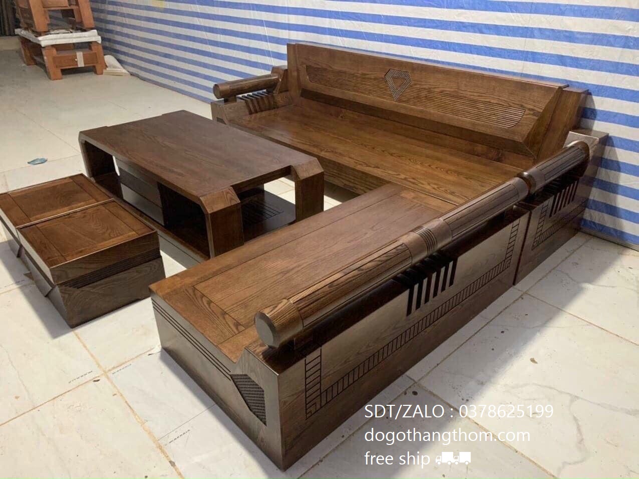 ghế phòng khách ghế góc gỗ sồi