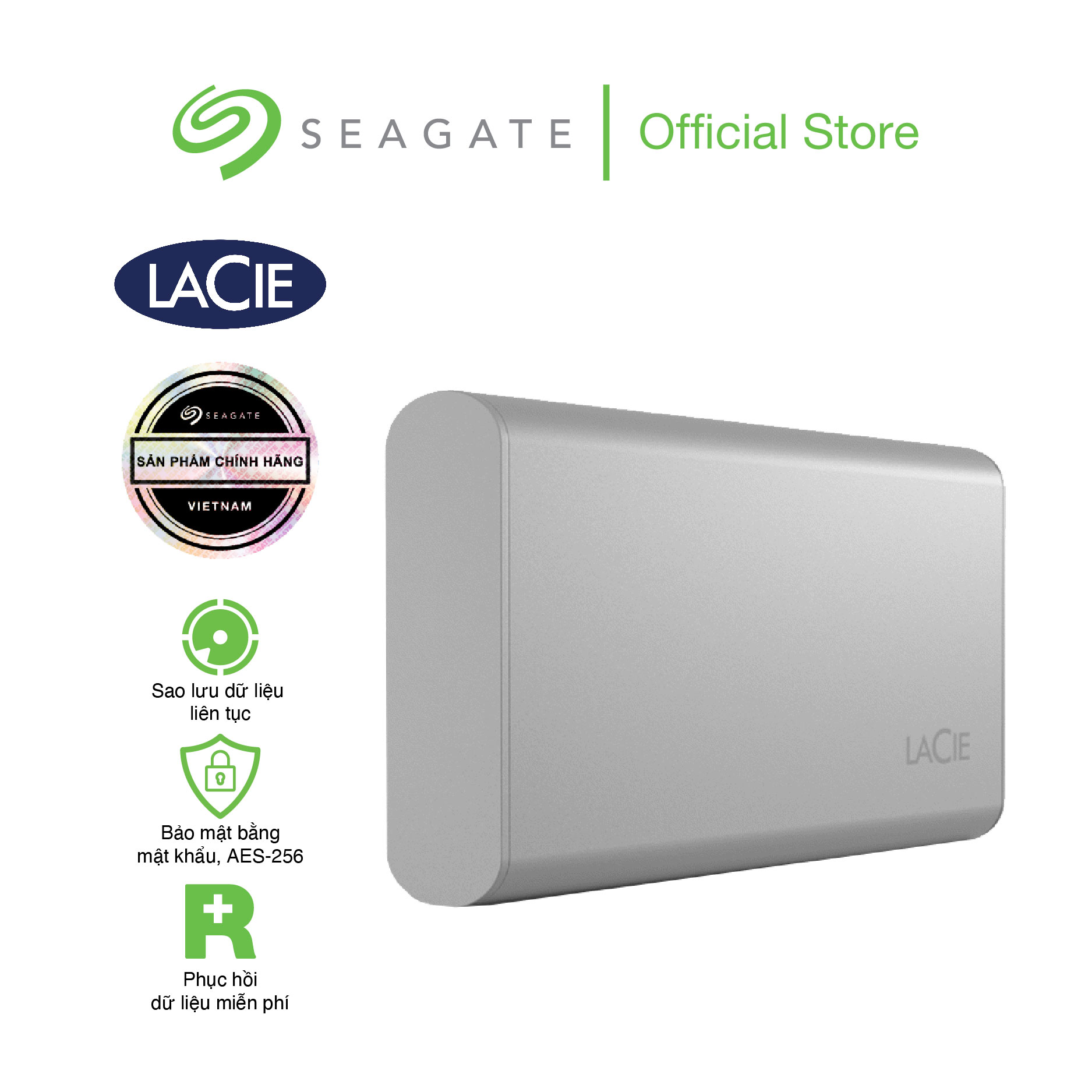 Ổ cứng di động ssd lacie portable 500gb, 1tb, 2tb usb-c + phục hồi dữ liệu miễn phí rescue