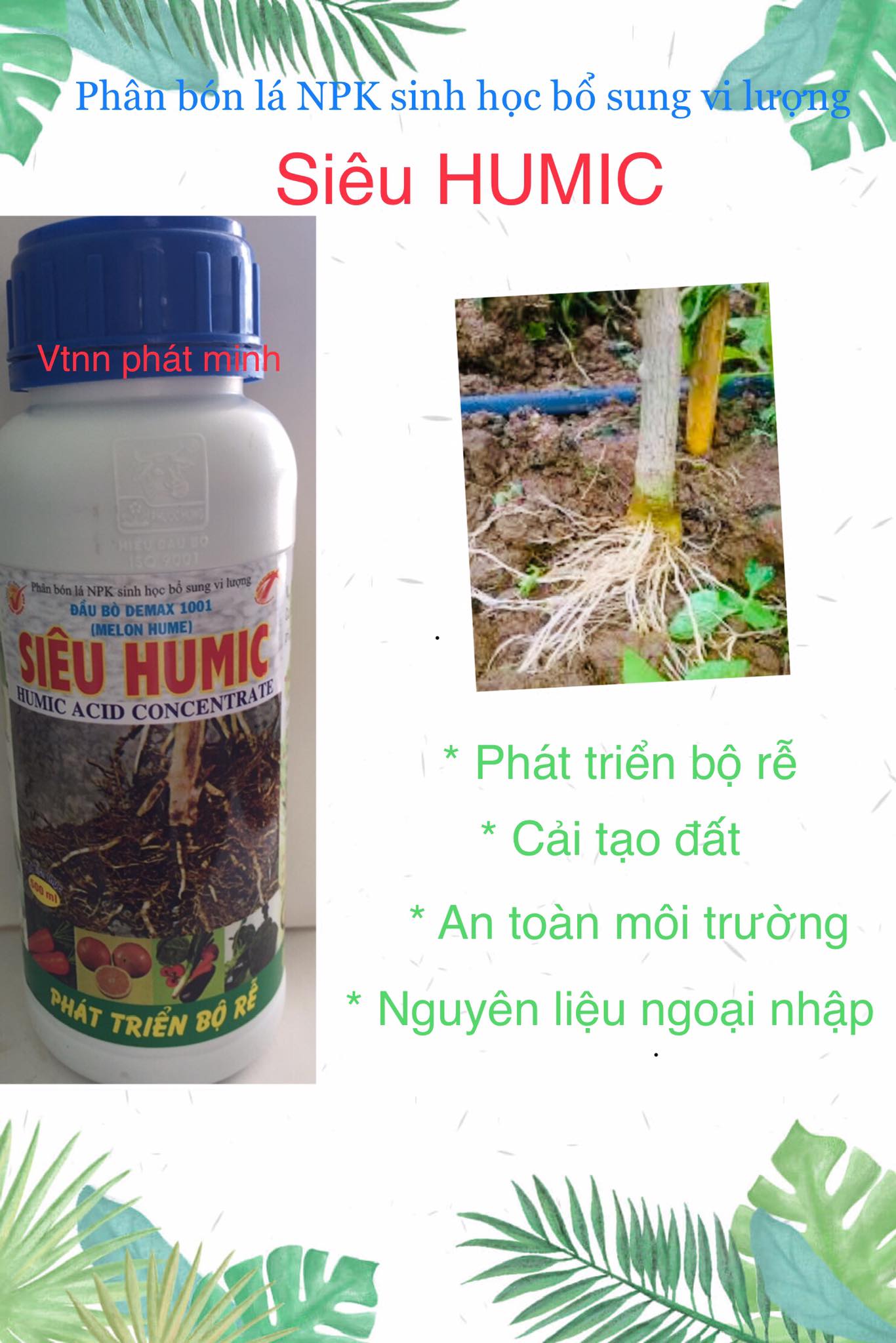 Phân bón lá npk sinh học bổ sung vi lượng siêu humic