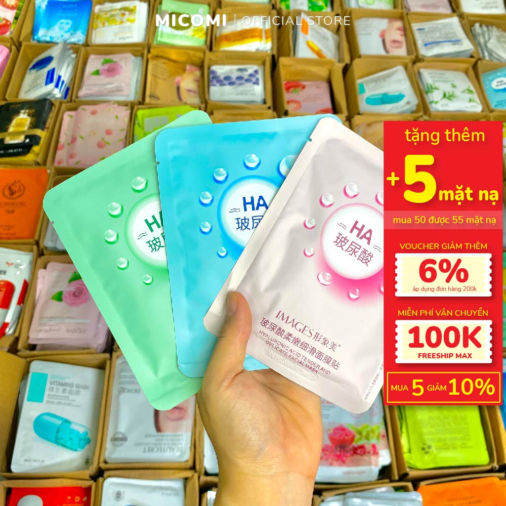 COMBO 50 Tặng 5 Mặt Nạ Giấy Dưỡng Da Mix Đầy Đủ Trắng Da Ngăn Ngừa Mụn Cấp Ẩm Mask Đắp Mặt Thải Độc Và Trẻ Hóa Da Trái Cây Vitamin Serum Nội Địa Trung MICOMI Cosmetics