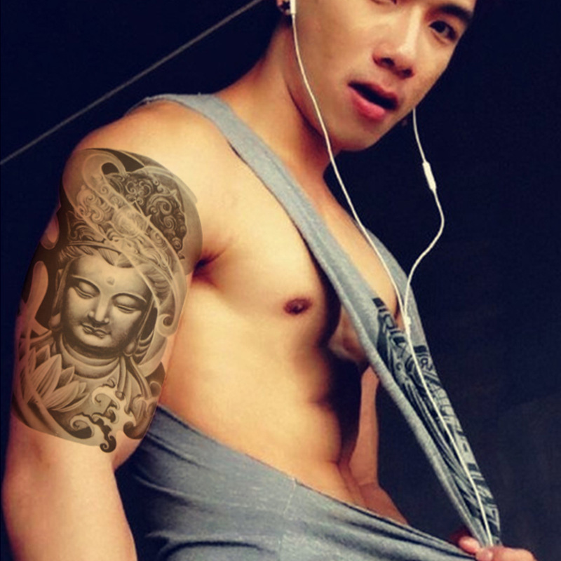 HÌNH XĂM DÁN PHẬT QUAN ÂM KÍCH THƯỚC 15 x 21 CM, 100% NHƯ XĂM THẬT