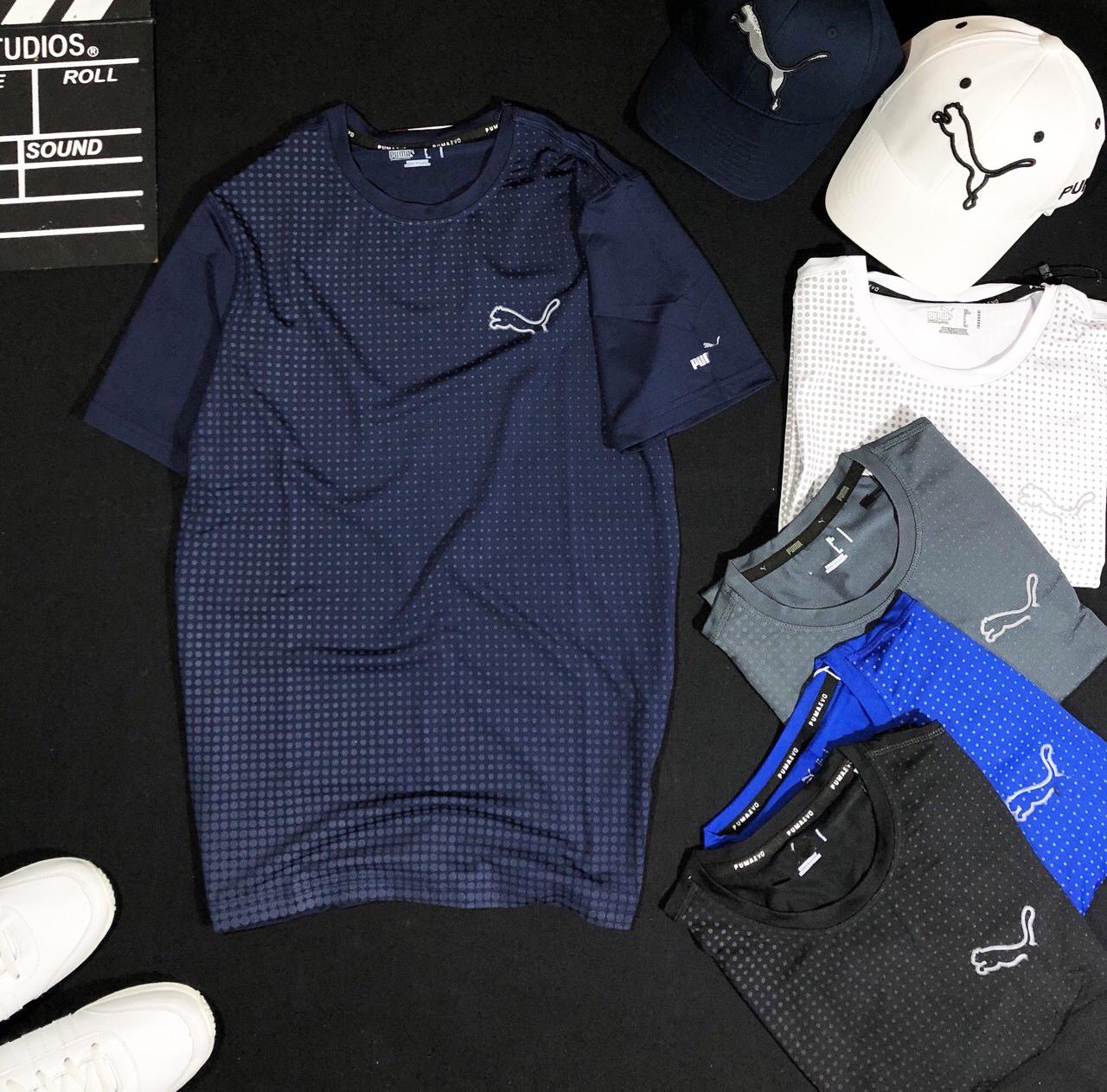 [HCM]Áo thun thể thao nam logo con báo phối hoạ tiết chấm bi nam tính AXK070