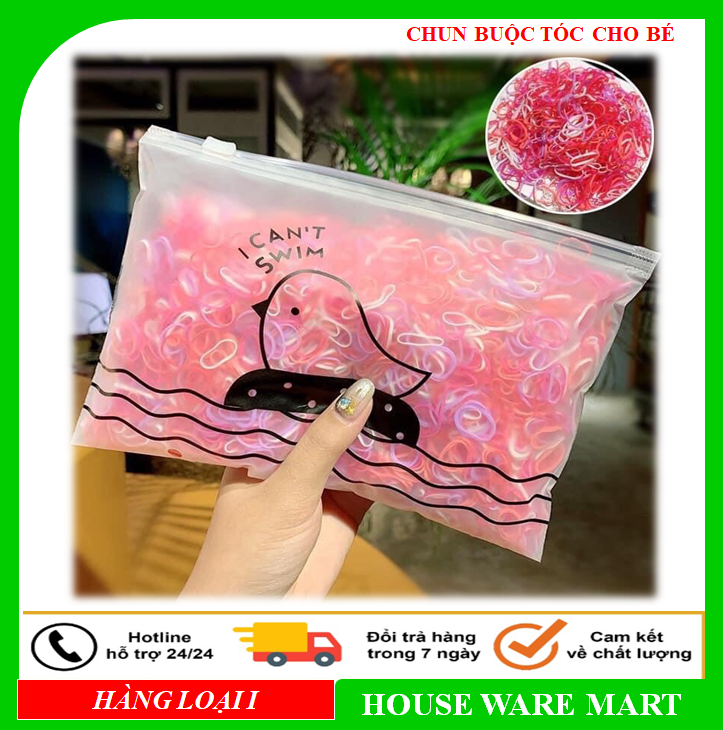 Set 1000 chun, dây, nịt cột tóc buộc tóc kèm túi zip cho bé gái,dây buộc tóc cho bé