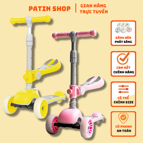 Xe Scooter trẻ em Centosy S8, có bánh đèn, có ghế ngồi dành cho các bé dưới 20kg, điều chỉnh được trục tay cầm