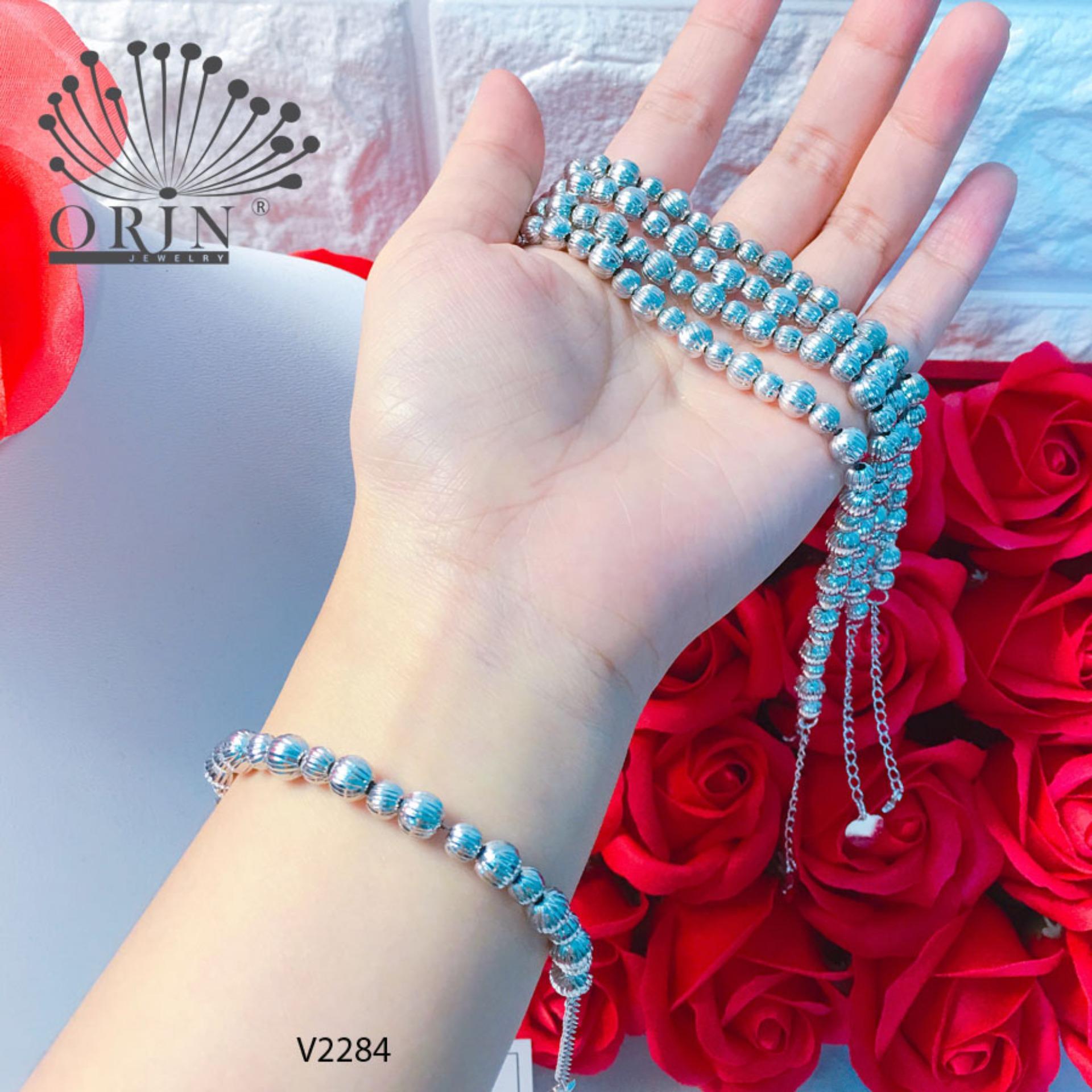 Vòng tay nữ vòng bi lắc bi bạc trắng thiết kế cao cấp Orin V2284 - Long Tien