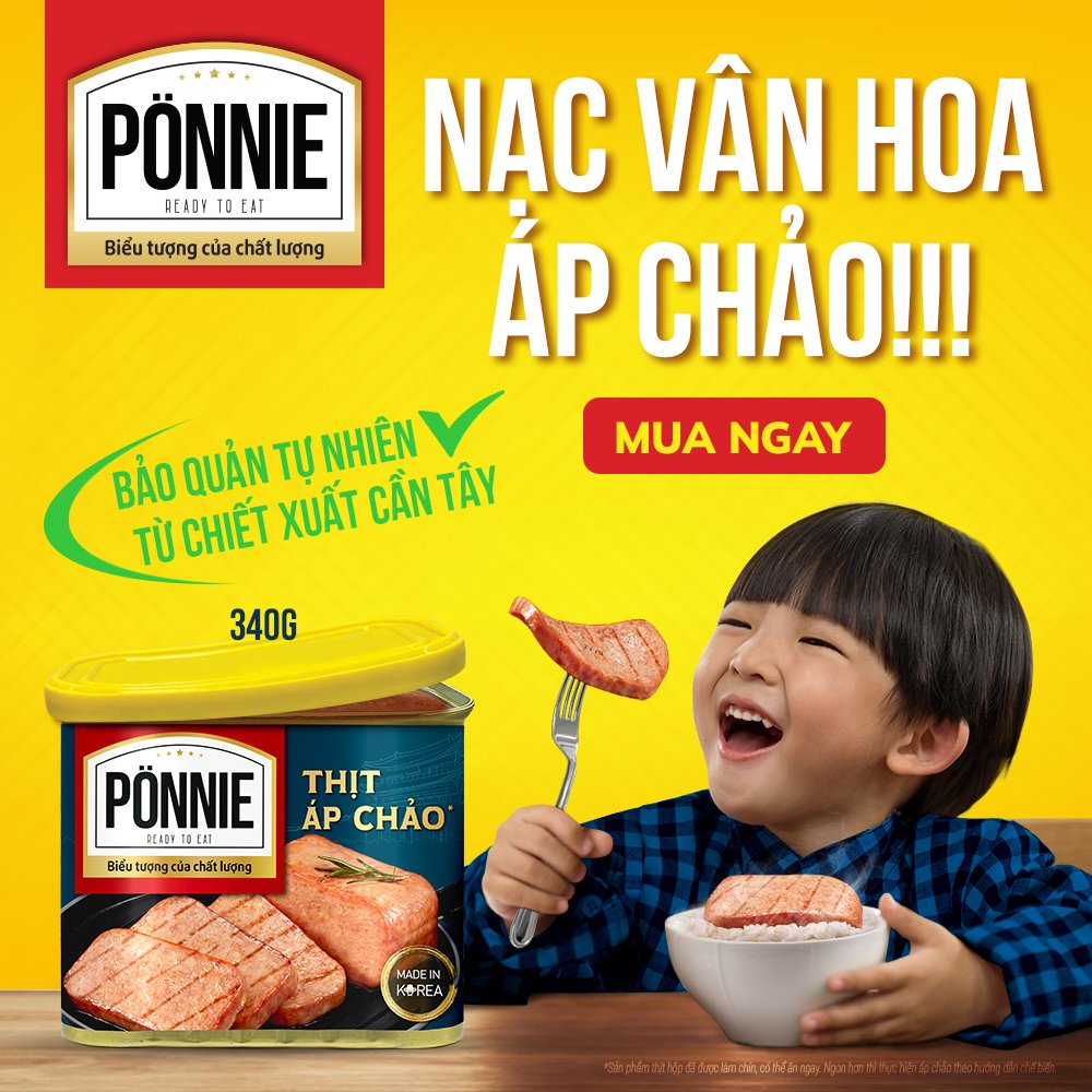 Thịt áp chảo ponnie 340g