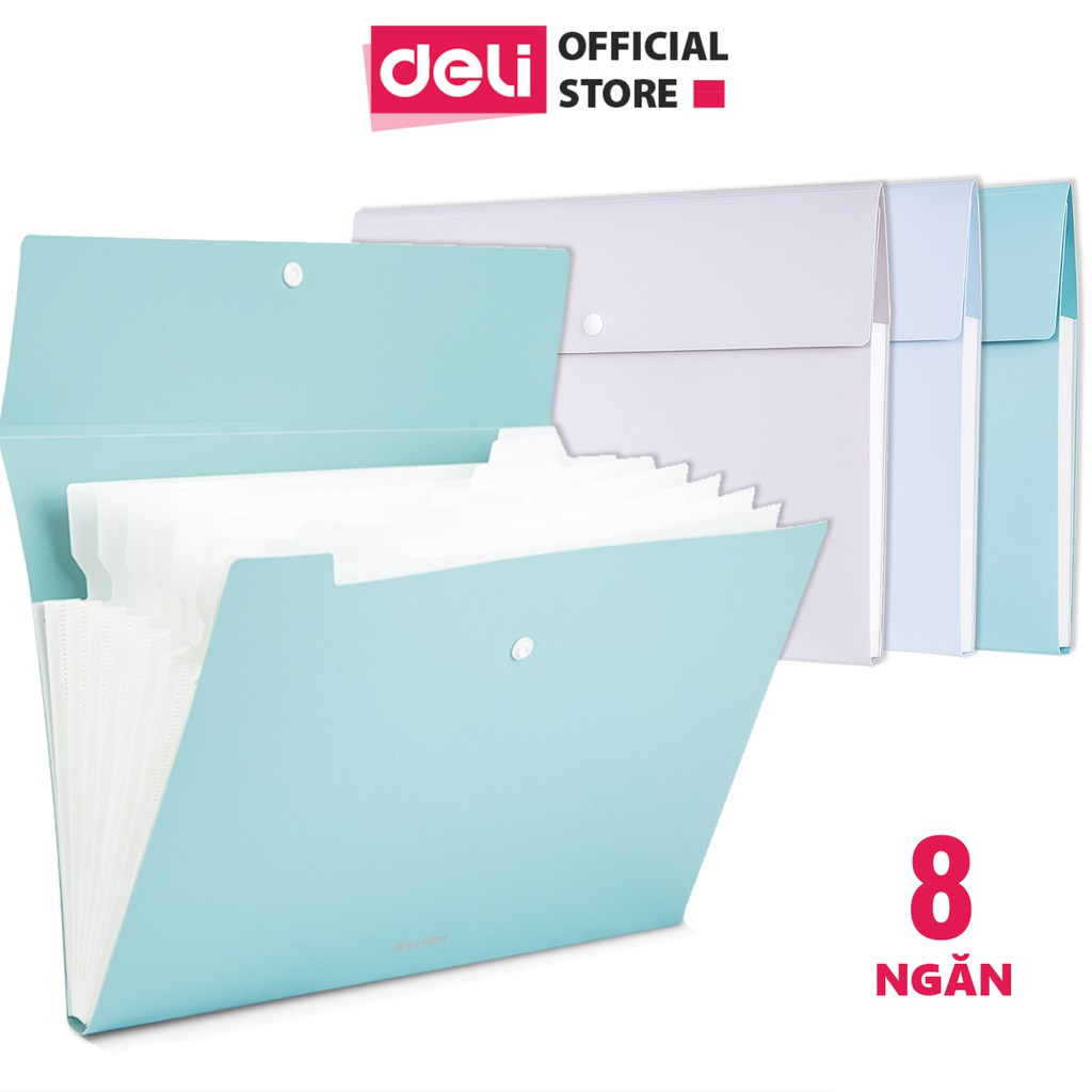 Cặp túi đựng tài liệu A4 Deli - Nhiều ngăn, File đựng tài liệu học sinh, văn phòng - 72456/5238