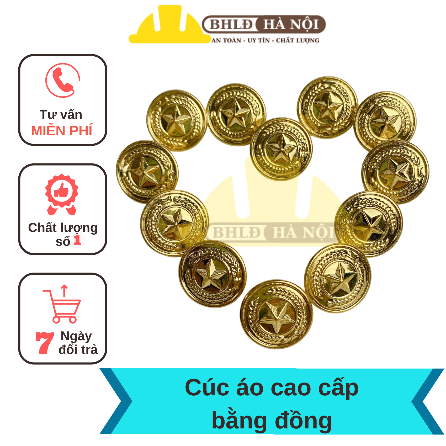 Combo 10 cúc áo đồng cao cấp - size 1,5cm