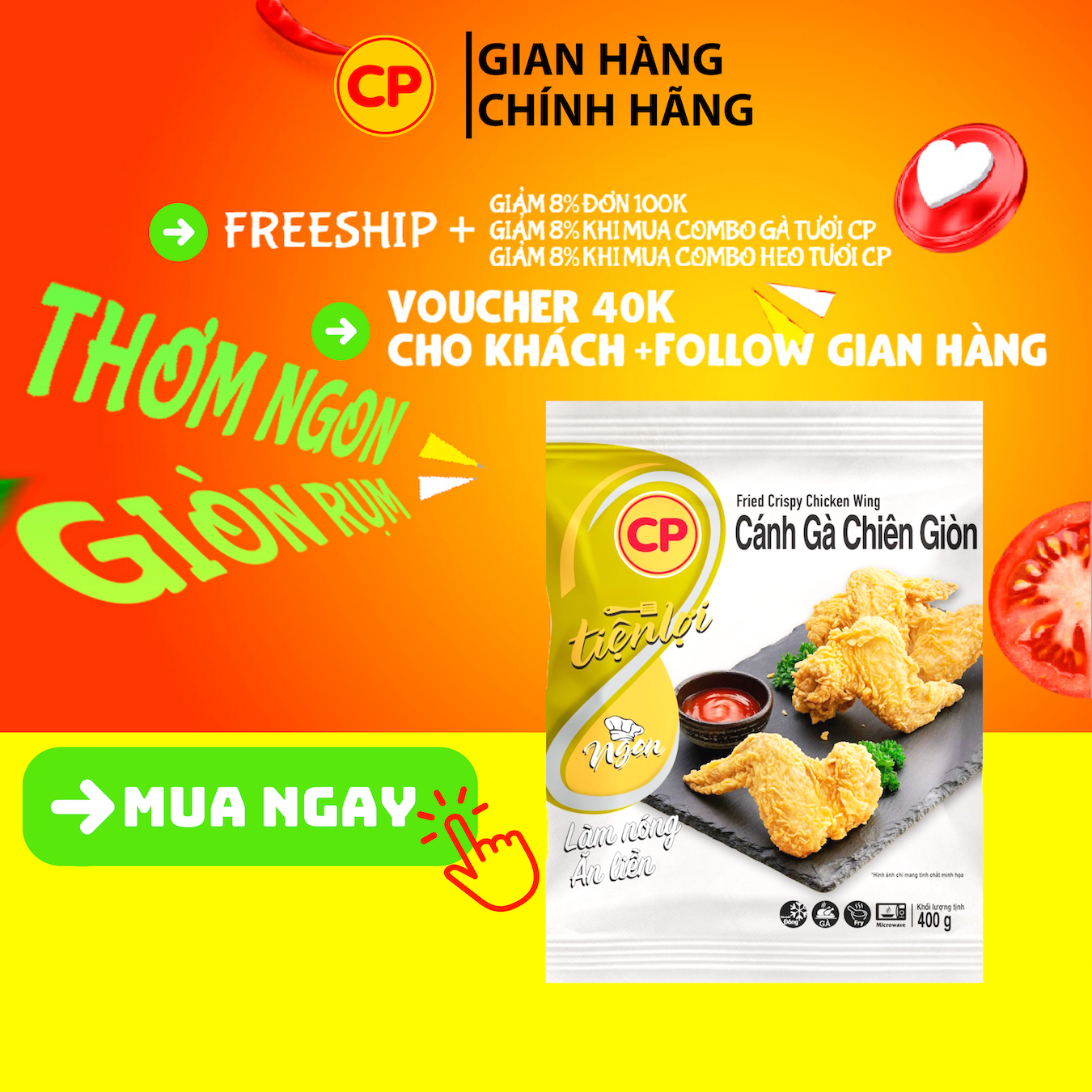 Cánh gà chiên giòn cp 400g - gà rán giá rẻ